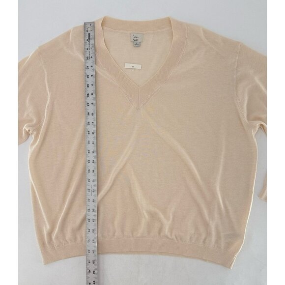NWT‎ A New Day Ivory Bone Lightweight Knit V Neck Sweater Sz L Minimalist Simple - Picture 7 of 8